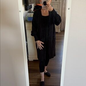 Nine West Mineral Black Cozy Longline Cardigan Sweater